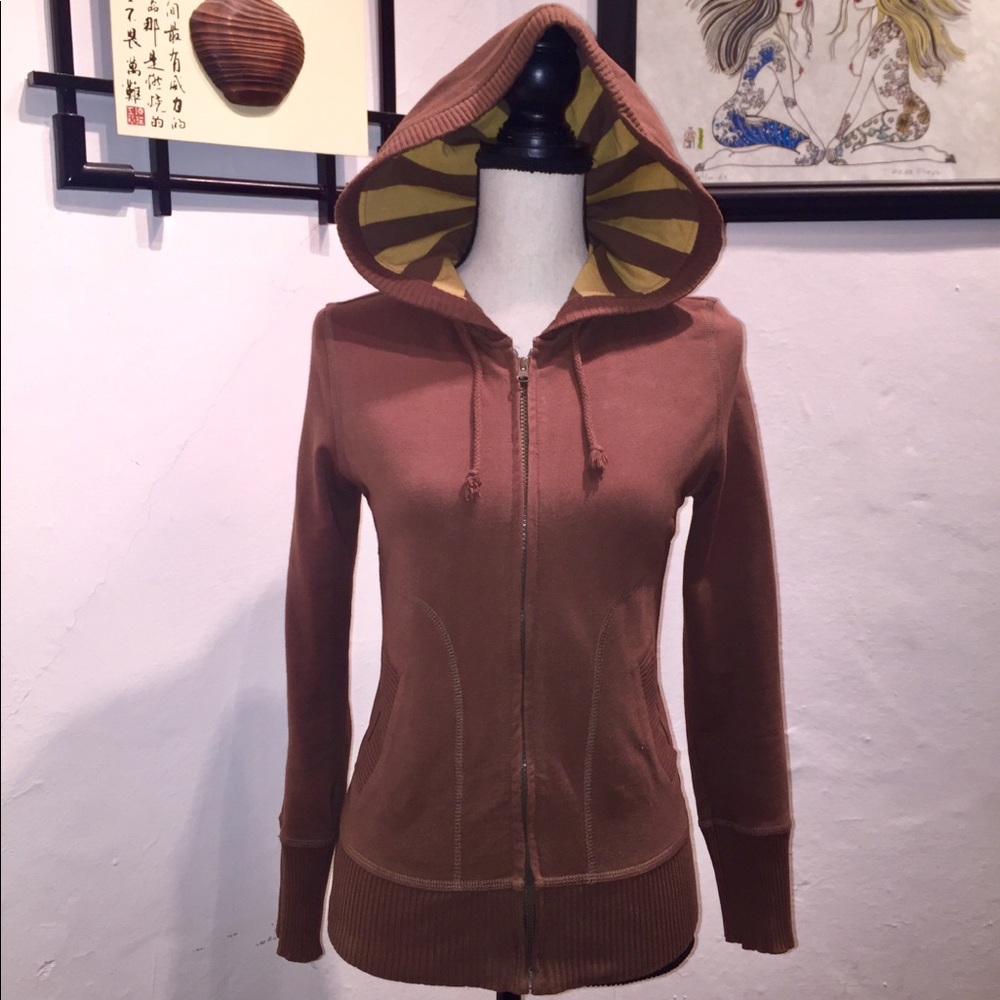 Route brown zippered hoodie